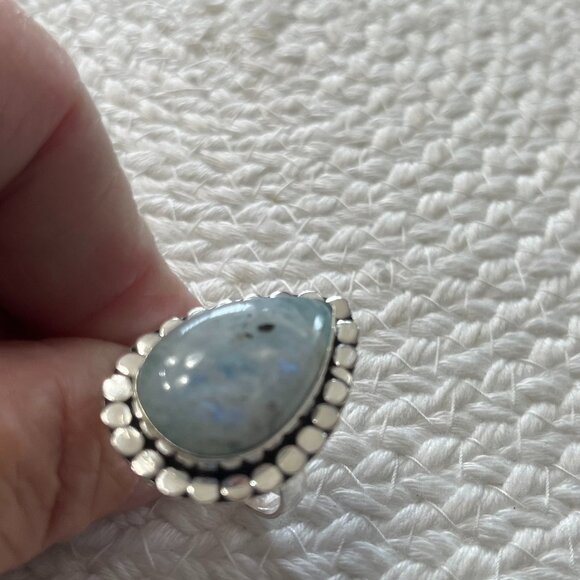 Beautiful RAINBOW MOONSTONE Handmade Sterling 925 Ring Size 10 #846D - Picture 1 of 3